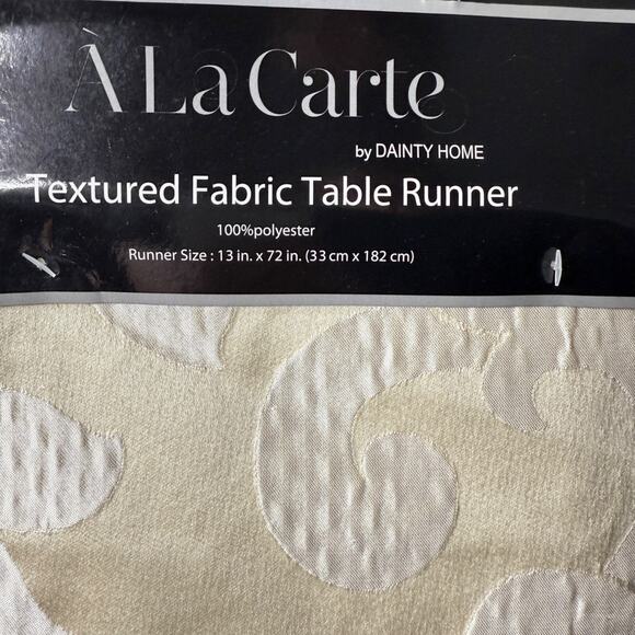 A La Carte By Dainty Home Textured Fabric Table Runner 13" X 72" Polyester Cream - Picture 2 of 12
